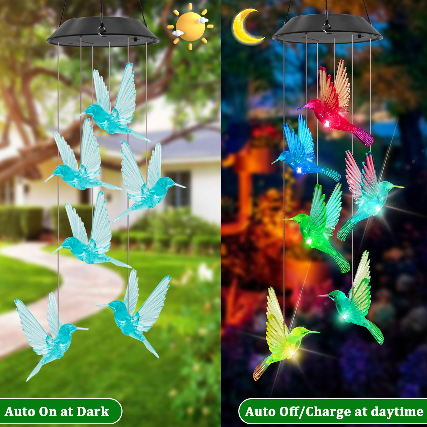 Solar Blue Bird Wind Chime Light