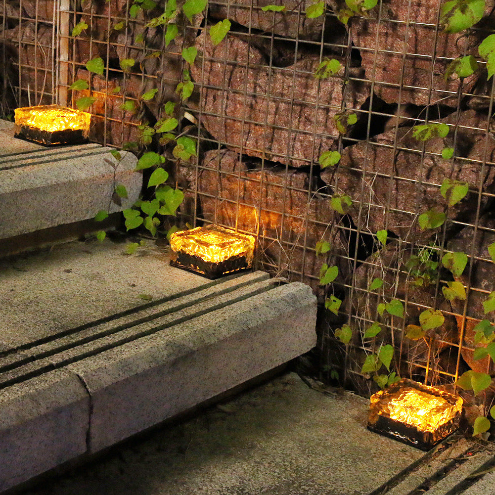 Solarbetriebene quadratische 4-LED-Eisziegel-Landschaftsfliesenleuchte für den Außenbereich zum Eingraben – Umweltfreundliches Gartenweg-Beleuchtungssystem mit Premium-LED-Technologie