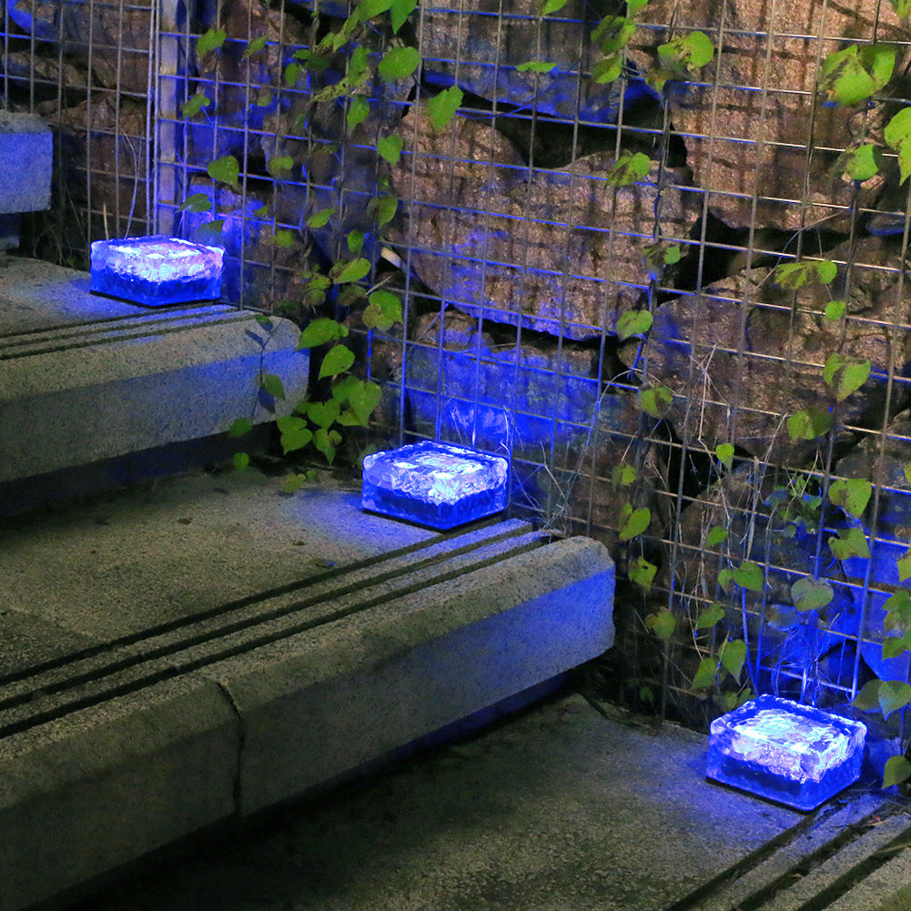Solarbetriebene quadratische 4-LED-Eisziegel-Landschaftsfliesenleuchte für den Außenbereich zum Eingraben – Umweltfreundliches Gartenweg-Beleuchtungssystem mit Premium-LED-Technologie