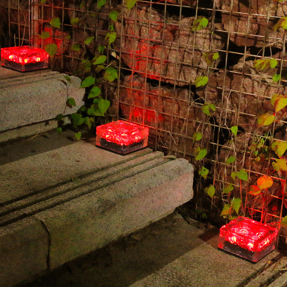 Solarbetriebene quadratische 4-LED-Eisziegel-Landschaftsfliesenleuchte für den Außenbereich zum Eingraben – Umweltfreundliches Gartenweg-Beleuchtungssystem mit Premium-LED-Technologie