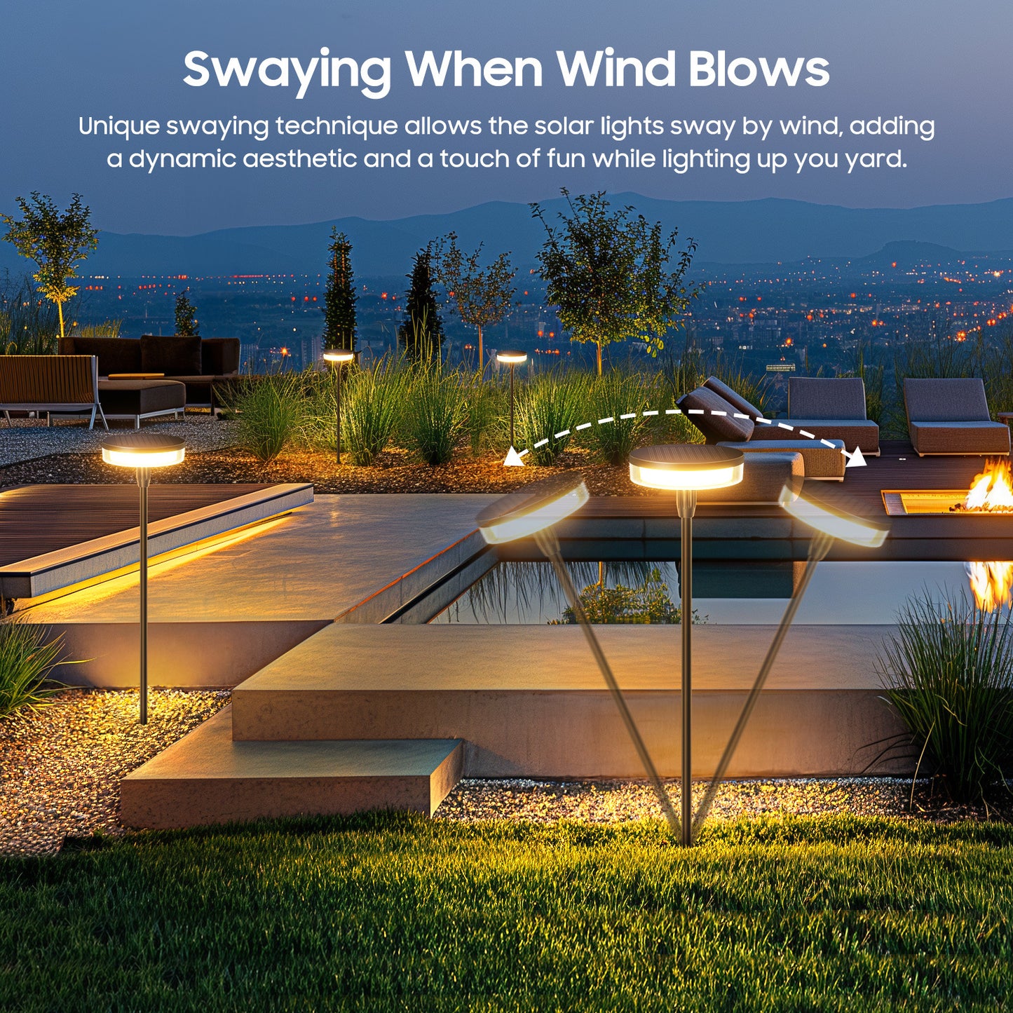 Solar Powered Swing LED Stake Light – Waterproof Garden Decoration Lamp for Lawn, Villa & Landscape