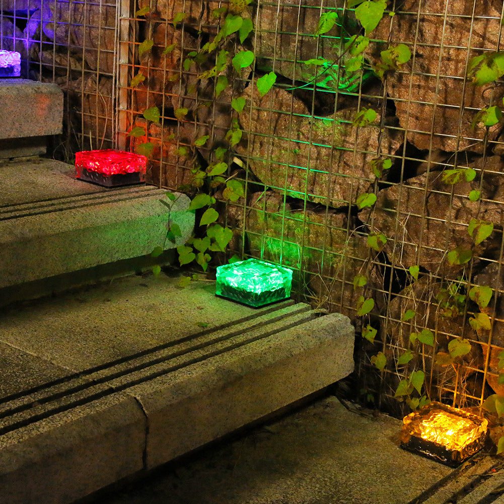 Solarbetriebene quadratische 4-LED-Eisziegel-Landschaftsfliesenleuchte für den Außenbereich zum Eingraben – Umweltfreundliches Gartenweg-Beleuchtungssystem mit Premium-LED-Technologie