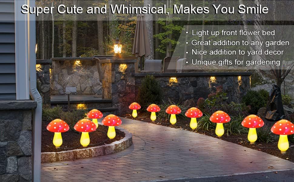 Solar luminous mushroom lamp, outdoor waterproof courtyard park lawn light