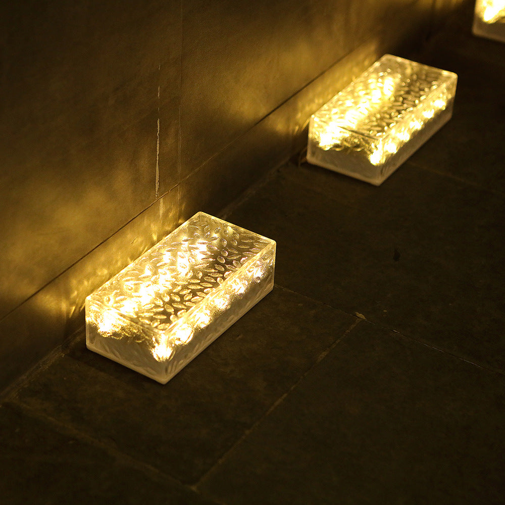 solar rectangular ice brick lamp, suitable for villa, garden, courtyard, stair decoration lamp