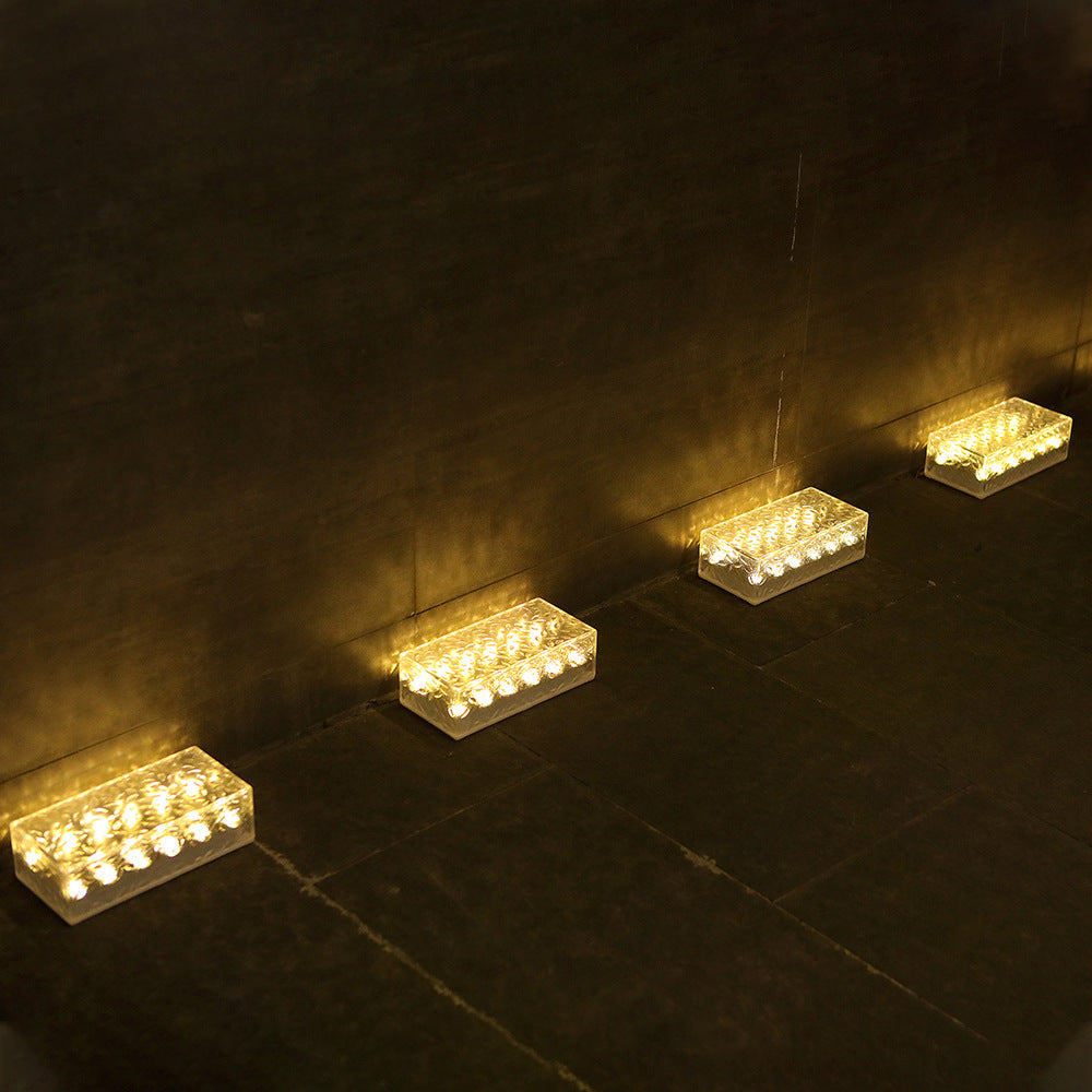 solar rectangular ice brick lamp, suitable for villa, garden, courtyard, stair decoration lamp