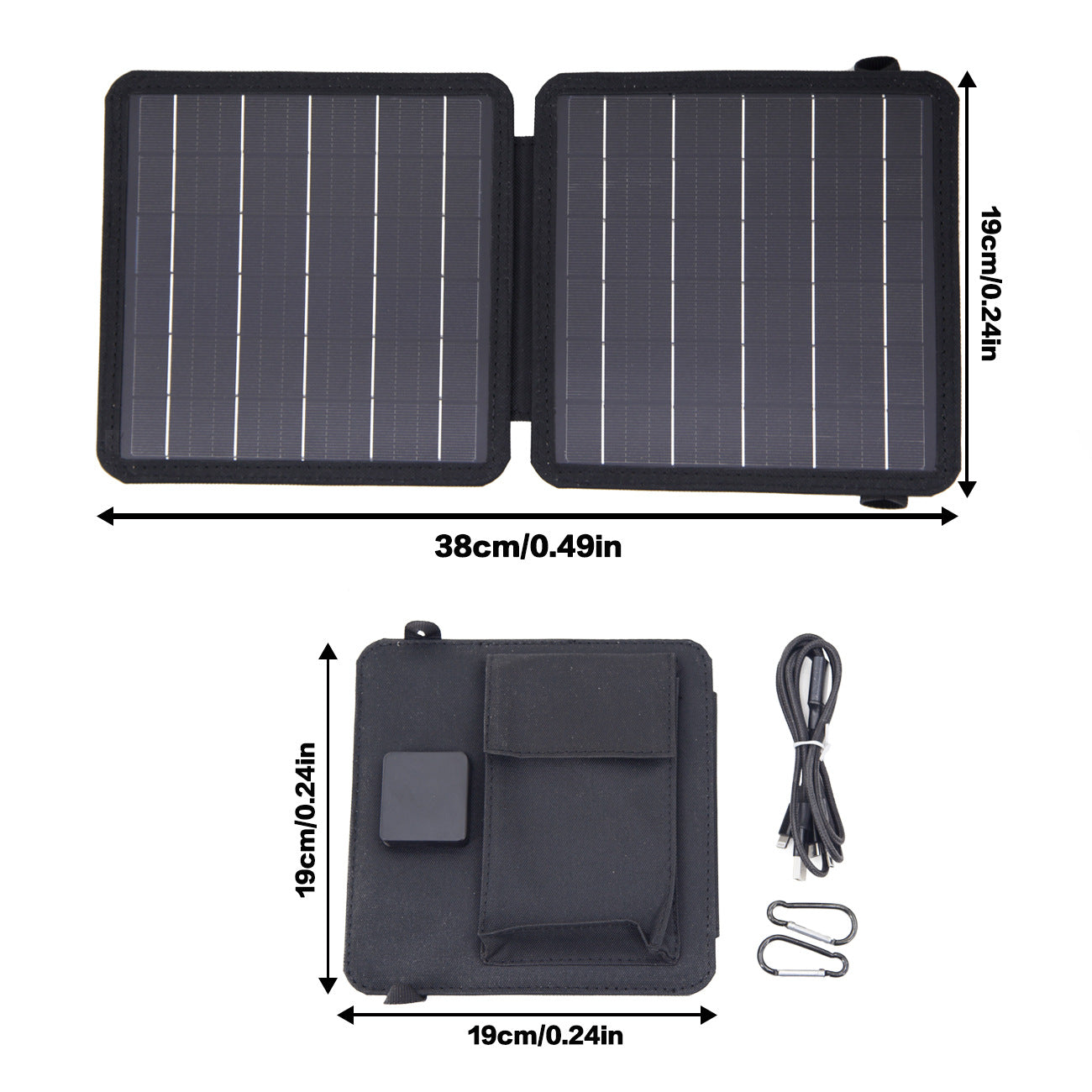 Chargeur solaire portable pliable monocristallin 10 W, port USB + TYEP-C à double sortie