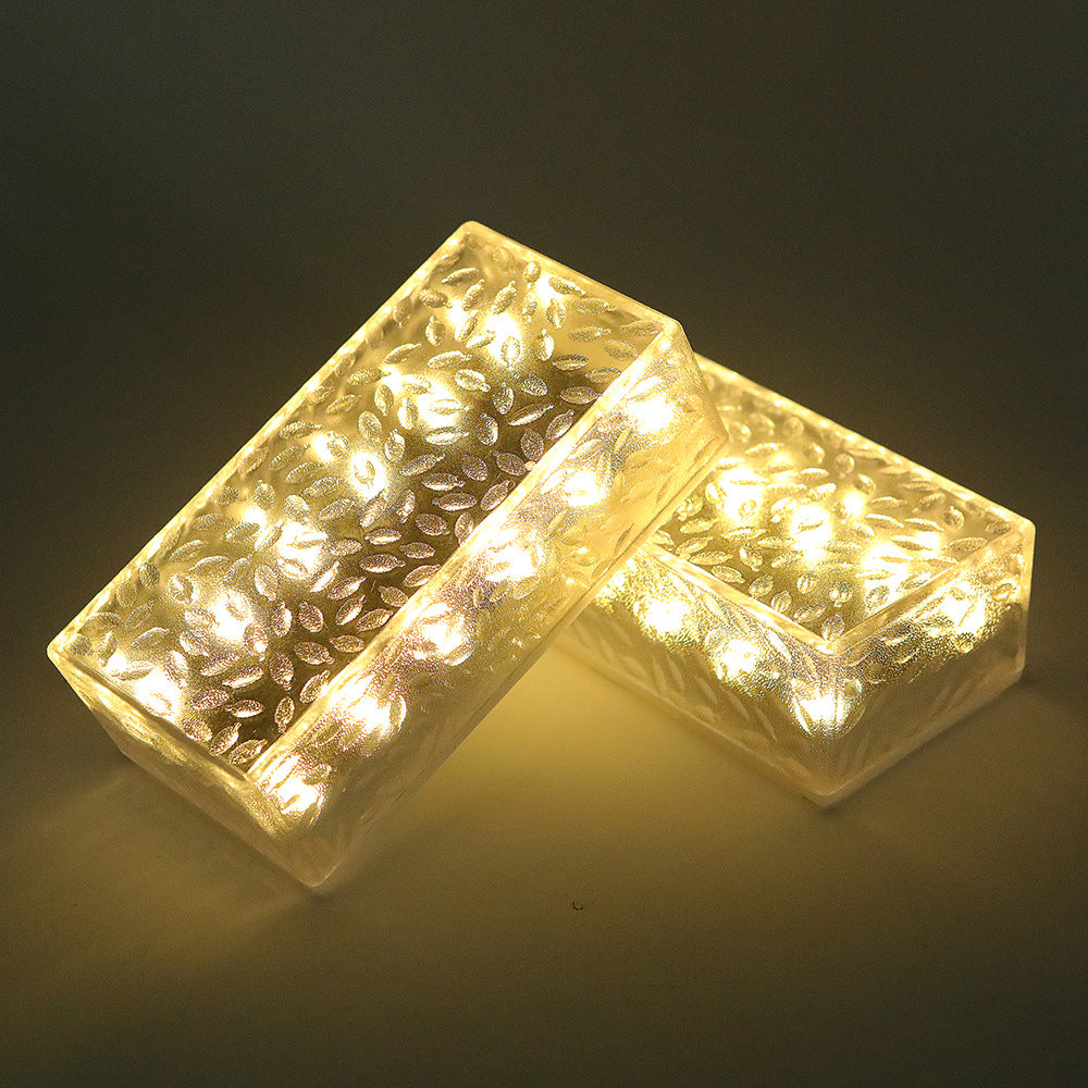 solar rectangular ice brick lamp, suitable for villa, garden, courtyard, stair decoration lamp