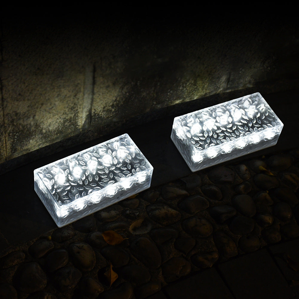 solar rectangular ice brick lamp, suitable for villa, garden, courtyard, stair decoration lamp