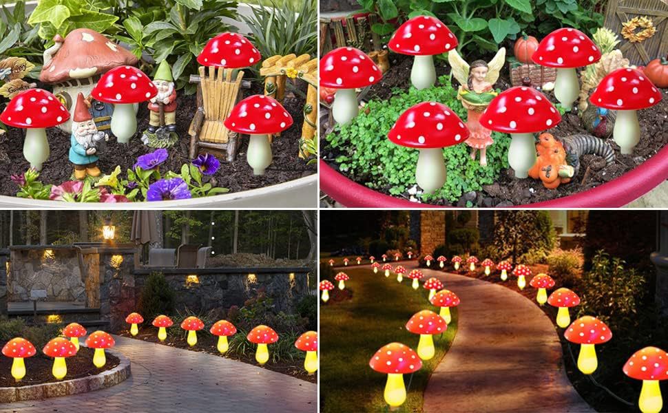 Solar luminous mushroom lamp, outdoor waterproof courtyard park lawn light