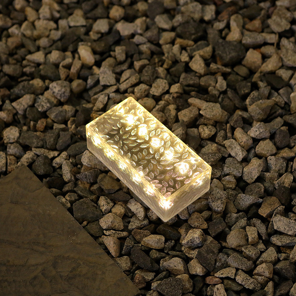 solar rectangular ice brick lamp, suitable for villa, garden, courtyard, stair decoration lamp