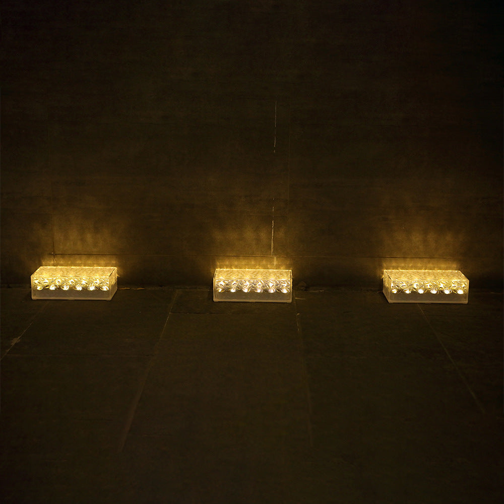 solar rectangular ice brick lamp, suitable for villa, garden, courtyard, stair decoration lamp