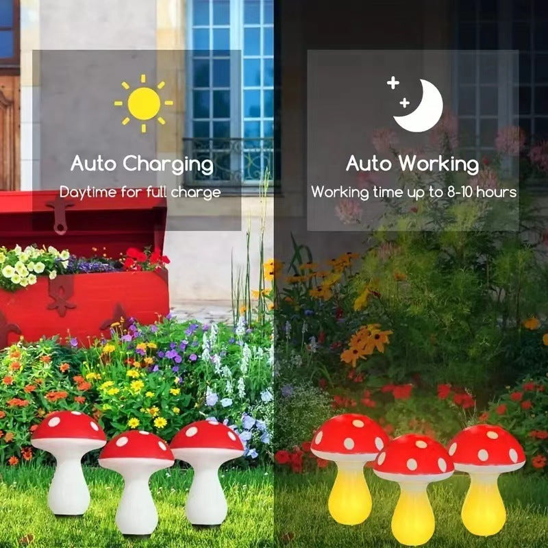 Solar luminous mushroom lamp, outdoor waterproof courtyard park lawn light