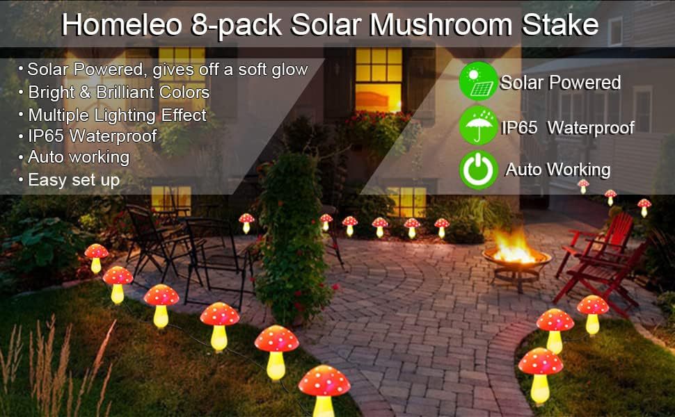Solar luminous mushroom lamp, outdoor waterproof courtyard park lawn light