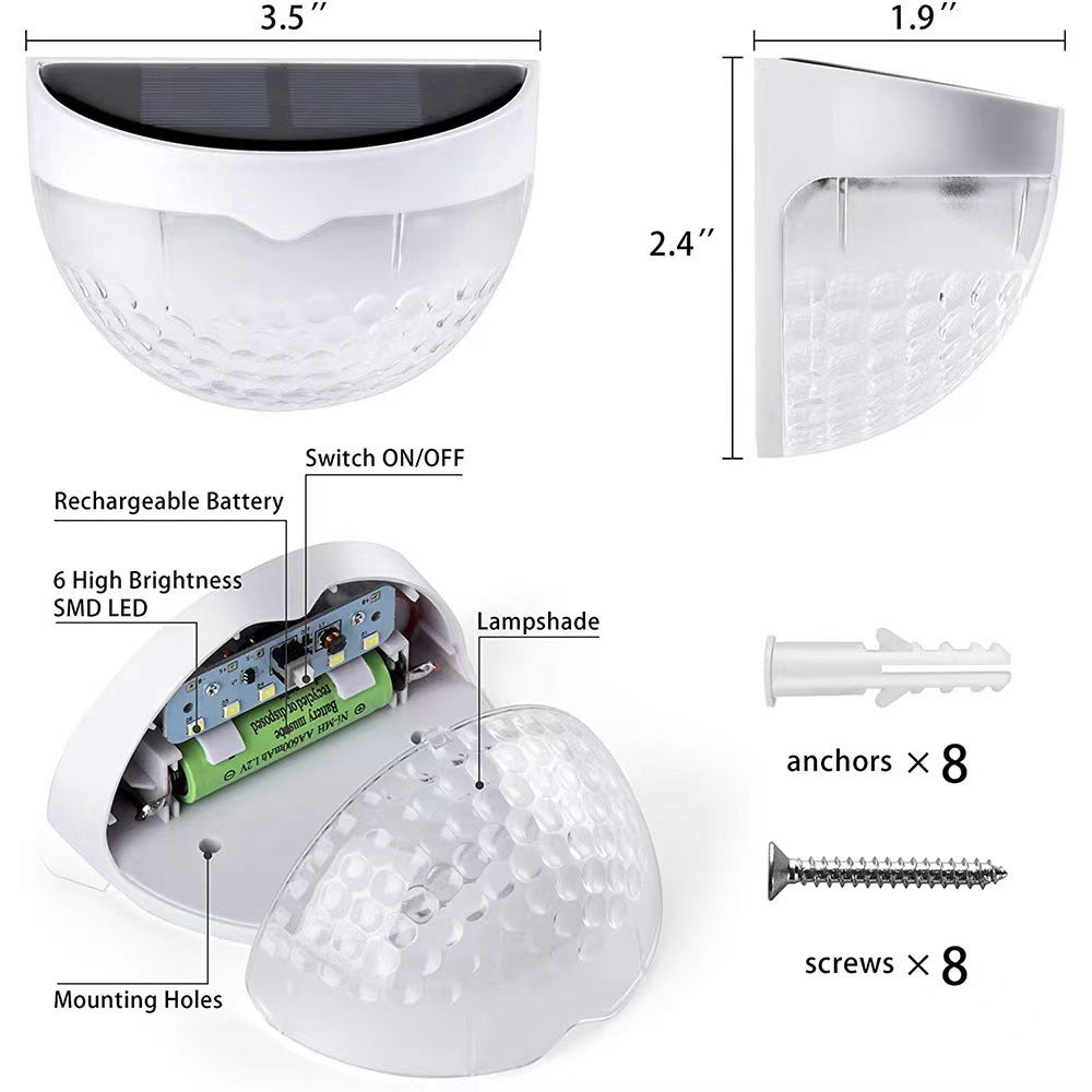 Solar Semicircle Wall Lamp Fence Lamp Stair Light