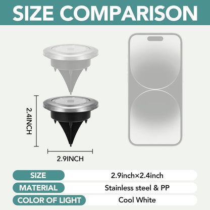 Lampe solaire d'extérieur à 8 LED en acier inoxydable, éclairage de jardin, de pelouse, de chemin