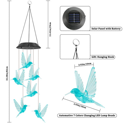 Solar Blue Bird Wind Chime Light