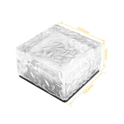Outdoor 4LED Solar-Powered Ice Brick Square Ground Buried Landscape Tile Light - Eco-Friendly Garden Pathway Lighting System with Premium LED Tech