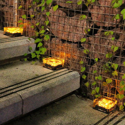 Outdoor 4LED Solar-Powered Ice Brick Square Ground Buried Landscape Tile Light - Eco-Friendly Garden Pathway Lighting System with Premium LED Tech