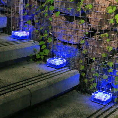 Outdoor 4LED Solar-Powered Ice Brick Square Ground Buried Landscape Tile Light - Eco-Friendly Garden Pathway Lighting System with Premium LED Tech
