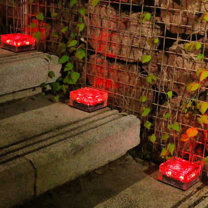 Outdoor 4LED Solar-Powered Ice Brick Square Ground Buried Landscape Tile Light - Eco-Friendly Garden Pathway Lighting System with Premium LED Tech