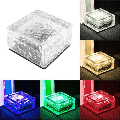 Outdoor 4LED Solar-Powered Ice Brick Square Ground Buried Landscape Tile Light - Eco-Friendly Garden Pathway Lighting System with Premium LED Tech