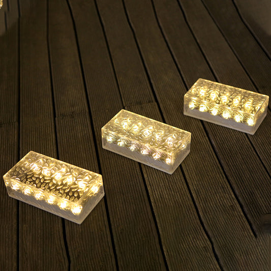 solar rectangular ice brick lamp, suitable for villa, garden, courtyard, stair decoration lamp