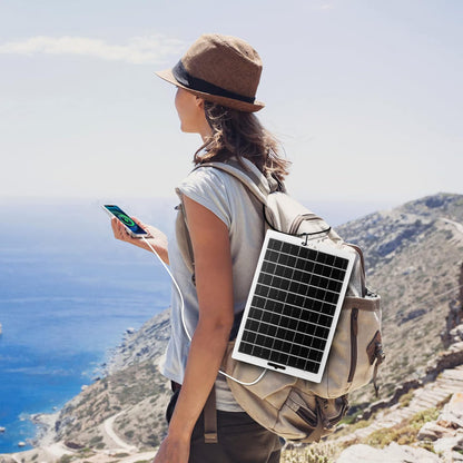 5-12V 10W Solar USB Charging Panel Outdoor Camping Mobile Phone Power Bank Charger