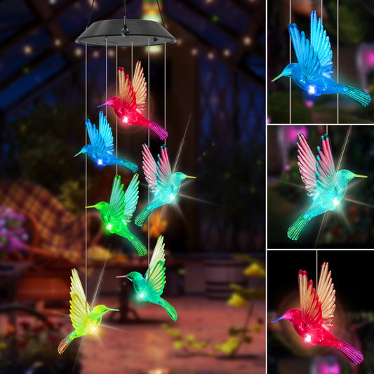 Solar Blue Bird Wind Chime Light