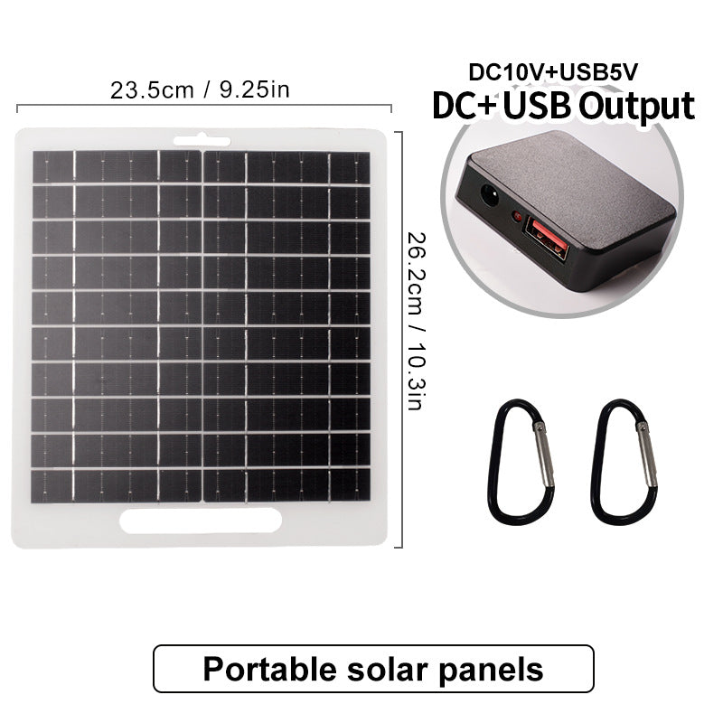 5-12V 10W Solar USB Charging Panel Outdoor Camping Mobile Phone Power Bank Charger