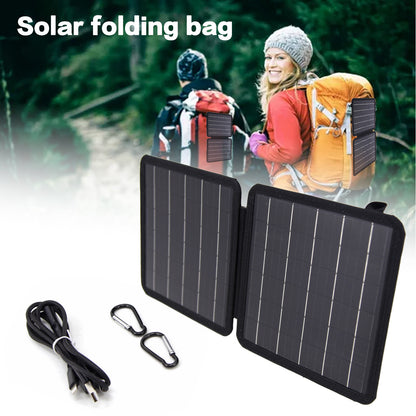 Single Crystal Solar Folding Bag 10W Portable Solar Charger USB + TYEP-C Dual Output Port