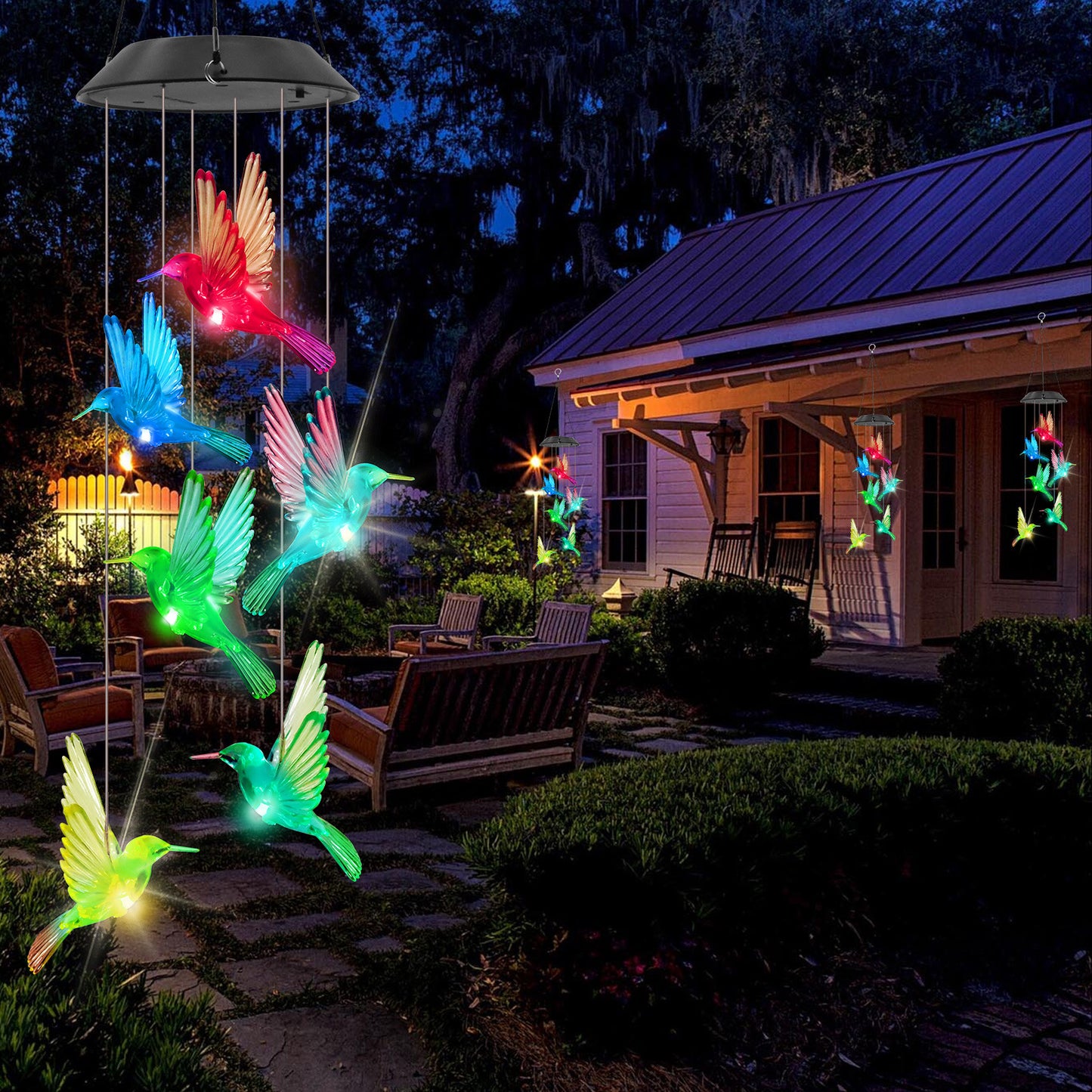 Solar Blue Bird Wind Chime Light