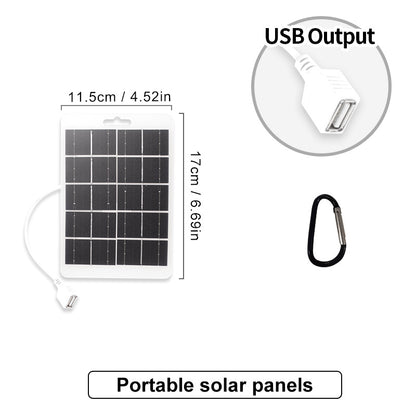 5-12V 10W Solar USB Charging Panel Outdoor Camping Mobile Phone Power Bank Charger