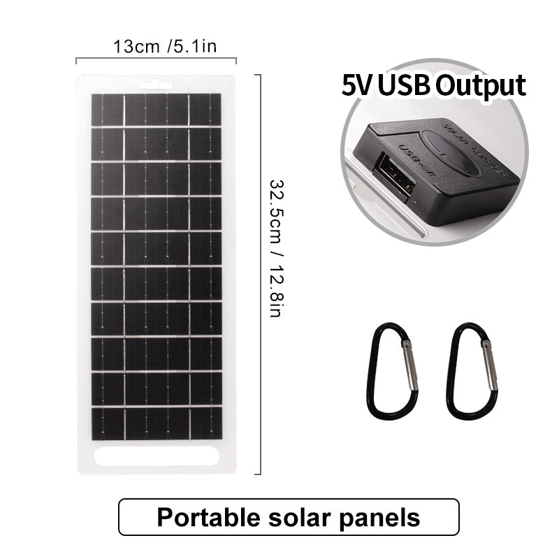 5-12V 10W Solar USB Charging Panel Outdoor Camping Mobile Phone Power Bank Charger
