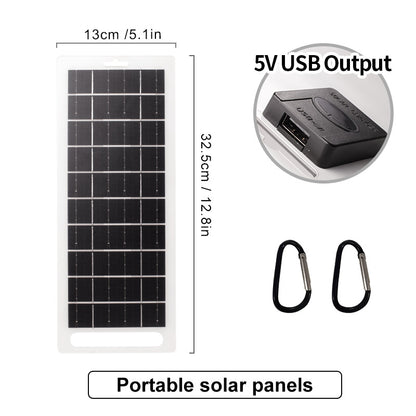 5-12V 10W Solar USB Charging Panel Outdoor Camping Mobile Phone Power Bank Charger