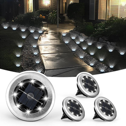 Lampe solaire d'extérieur à 8 LED en acier inoxydable, éclairage de jardin, de pelouse, de chemin